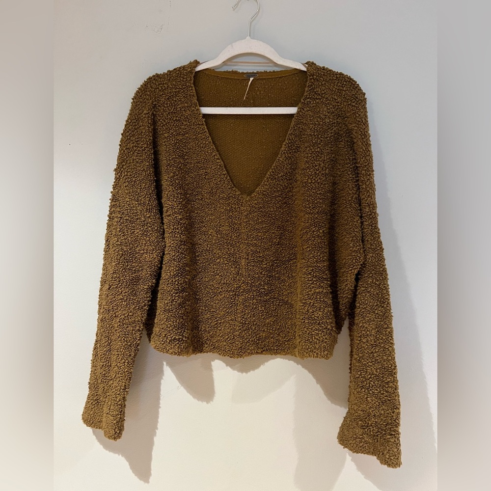 Free People Cropped V-Neck Sweater